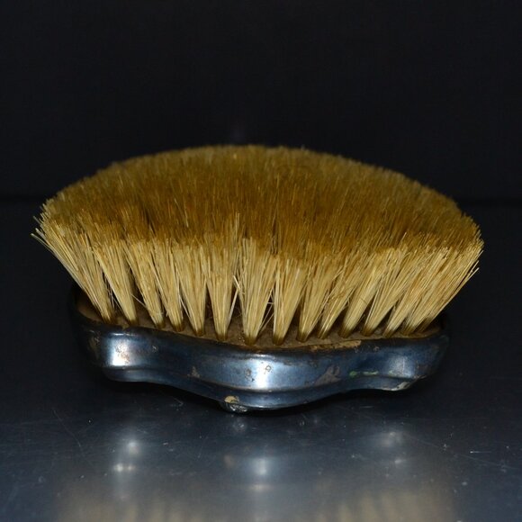 Vintage Hair Brush Gilt Handle Trim Floral Pattern Backing Regency MCM Decor - Picture 6 of 8